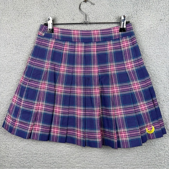 Spao x Sailor Moon Shorts Womens Small Purple Plaid Pleated Moon Logo Mini Skort - Picture 1 of 9